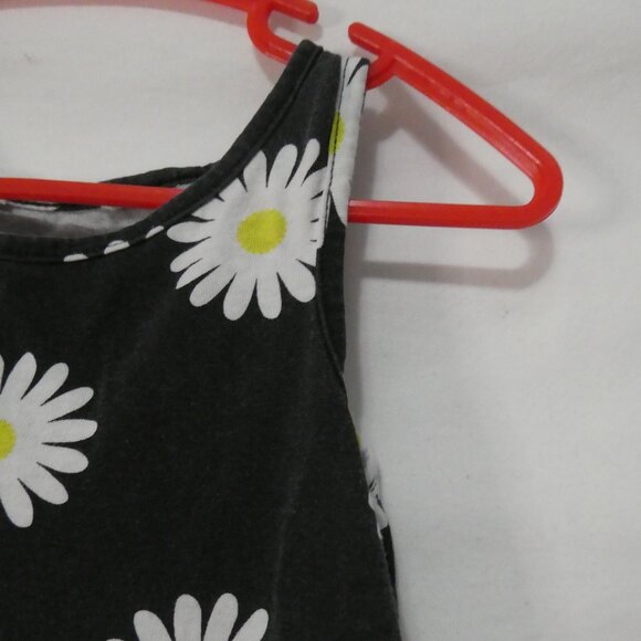 Black Floral Cotton Summer Dress P2P 10.5 inches measured Not Lined - Picture 5 of 14